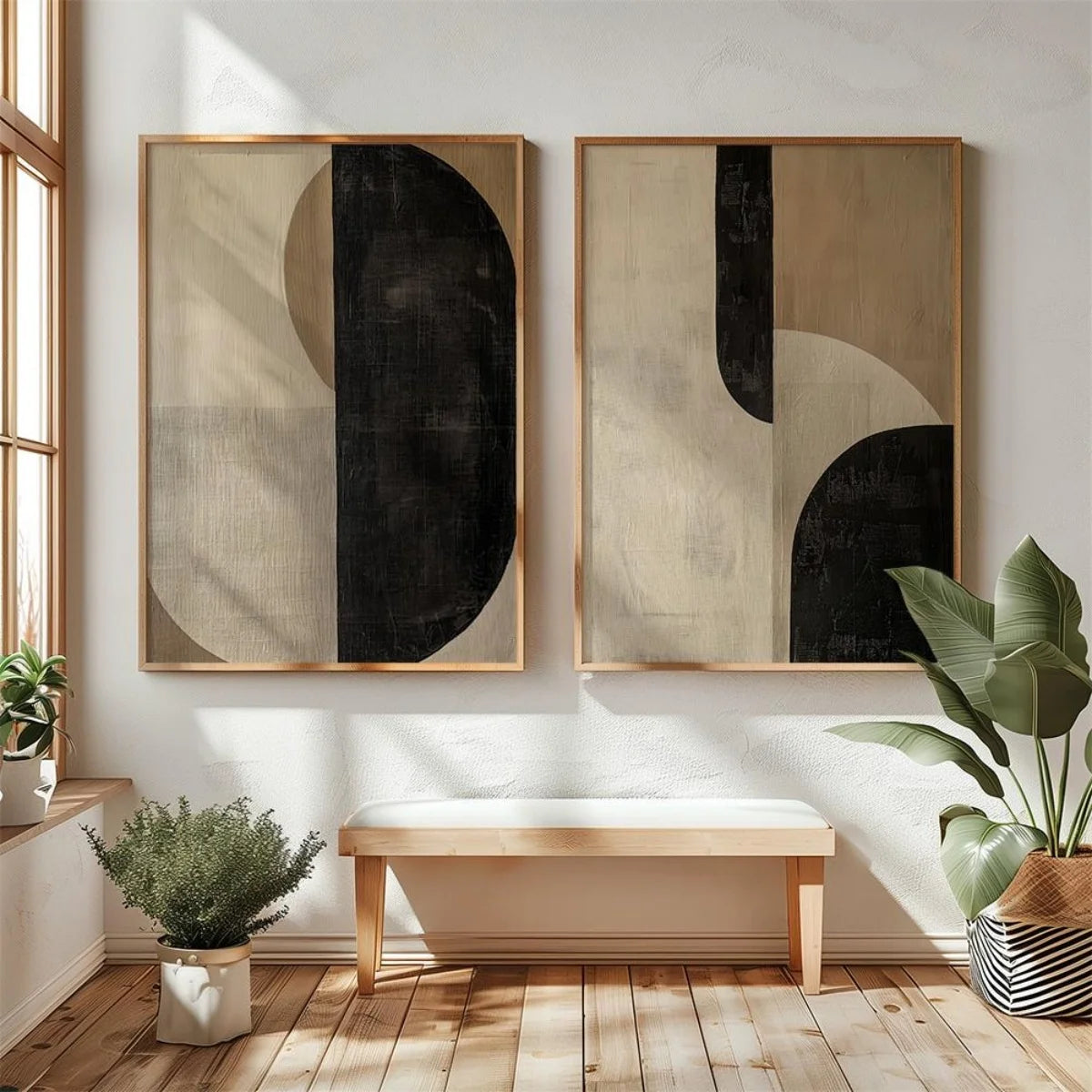 Japanese Wabi Sabi Mountains Abstract Canvas Print Set of 2