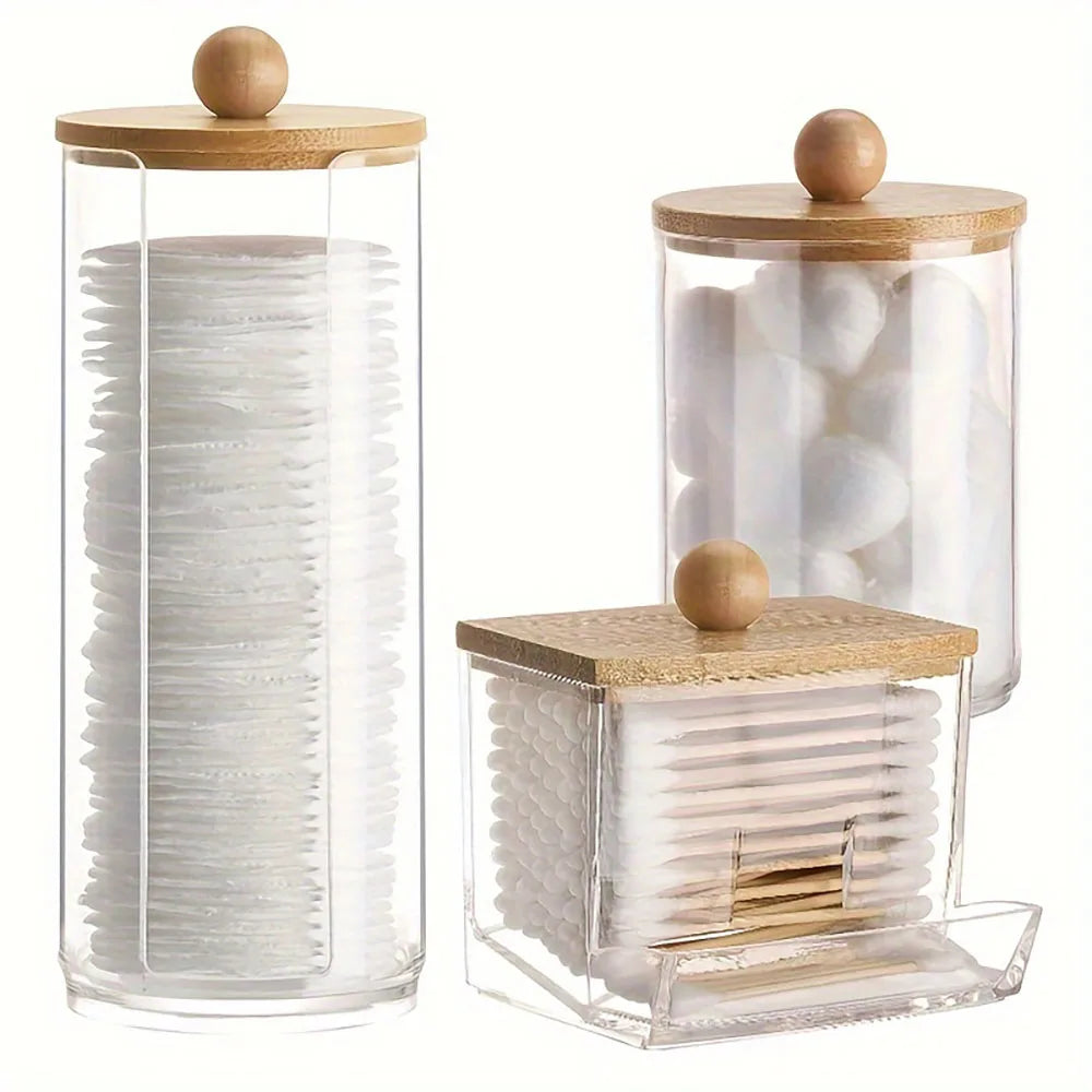 3-Piece Bathroom Organizer Set | Cotton Swab, Cotton Ball & Floss Dispenser