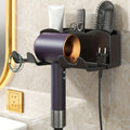 Wall Mounted Hair Dryer Holder No Drill 2-in-1 Compact Storage Rack