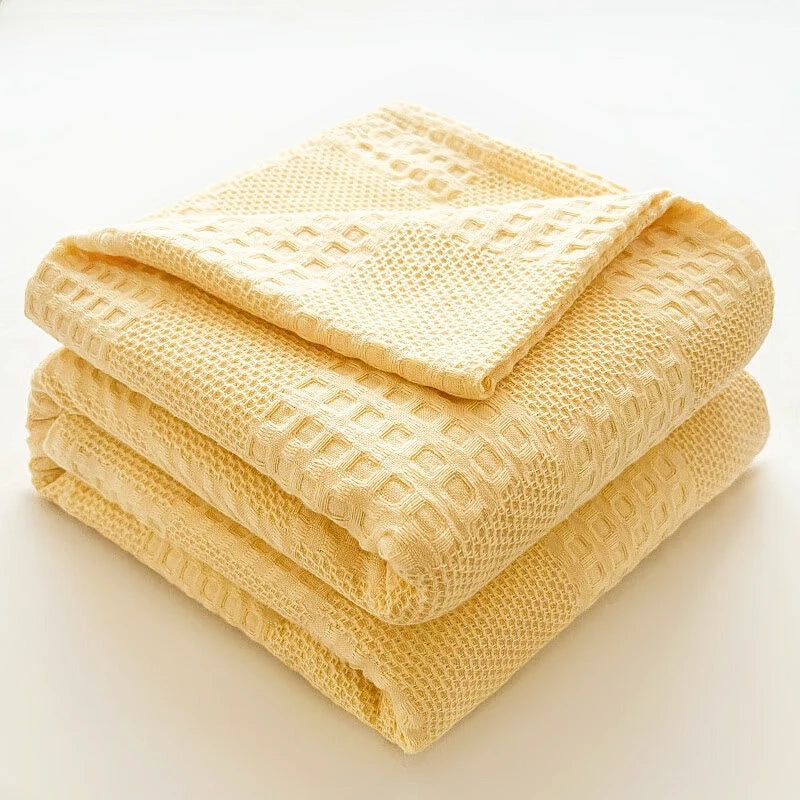 Waffle Weave Cotton Throw Blanket | Sofa & Bed Throws
