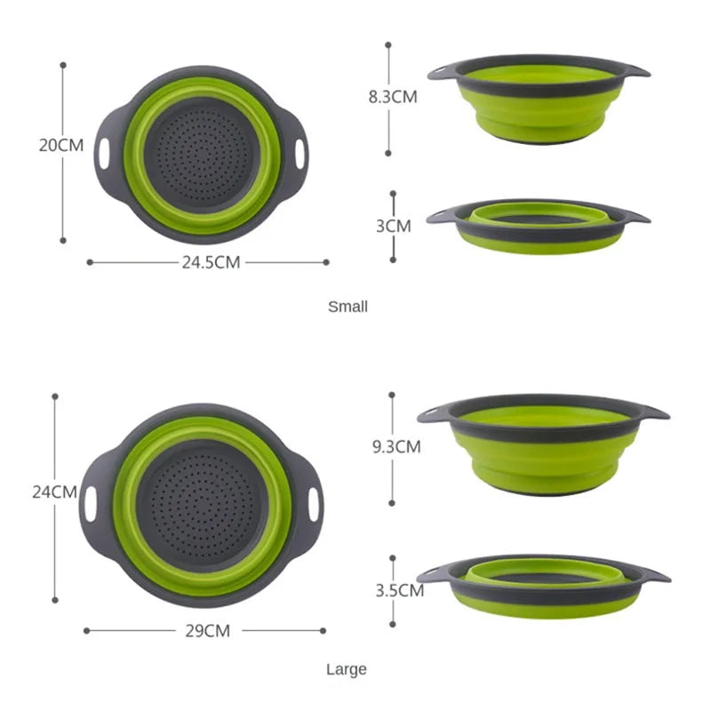 Collapsible Silicone Colander – Foldable Fruit & Vegetable Washing Basket