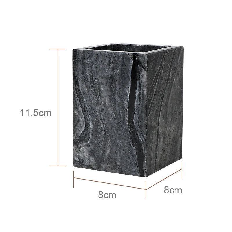 Black Marble Bathroom Accessories Set – Toothbrush Holder, Soap Dispenser & Dish Tray