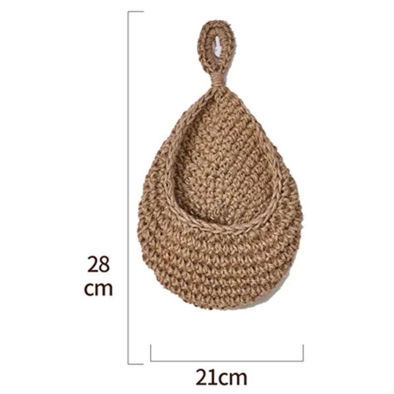 Handwoven Wicker Hanging Wall Fruit & Vegetable Basket for Kitchen