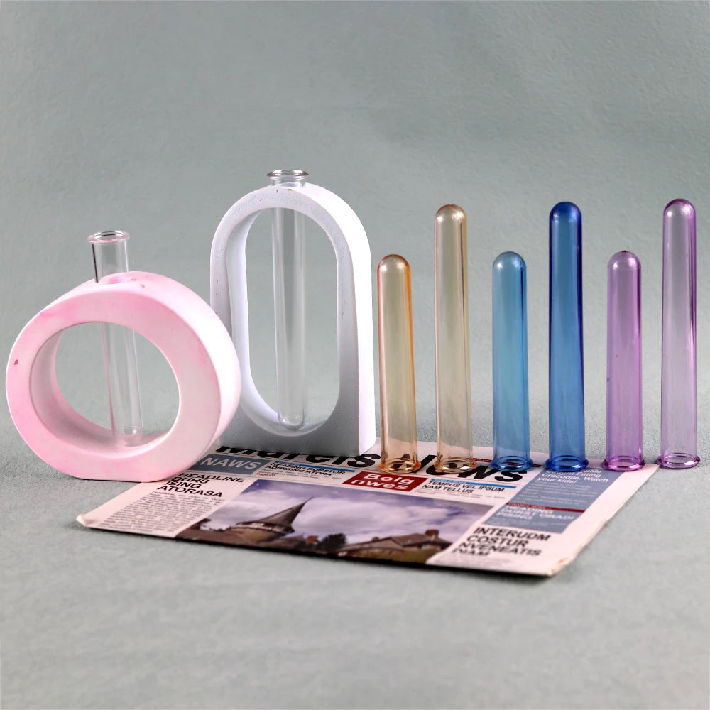 Test Tube Vase Acrylic Glass Propagation Station 5-Piece DIY Hydroponic Display Stand