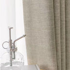 Asazal Linen Look Blackout Curtains Living Room Bedroom Full Shading Drapes