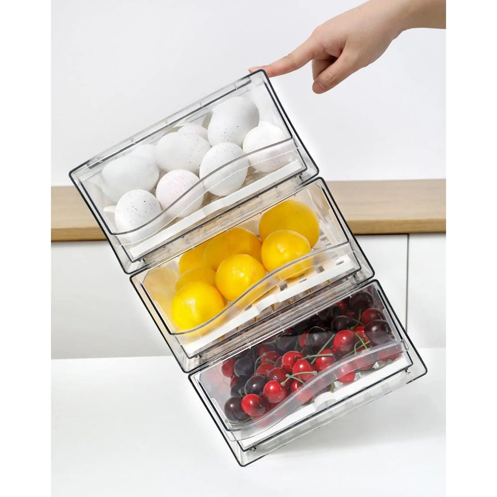 Stackable Fridge Organizer Bins – Clear BPA-Free Refrigerator Containers