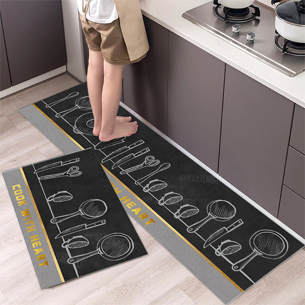 Crystal Velvet Non-Slip Kitchen Runner Rug – Absorbent & Soft