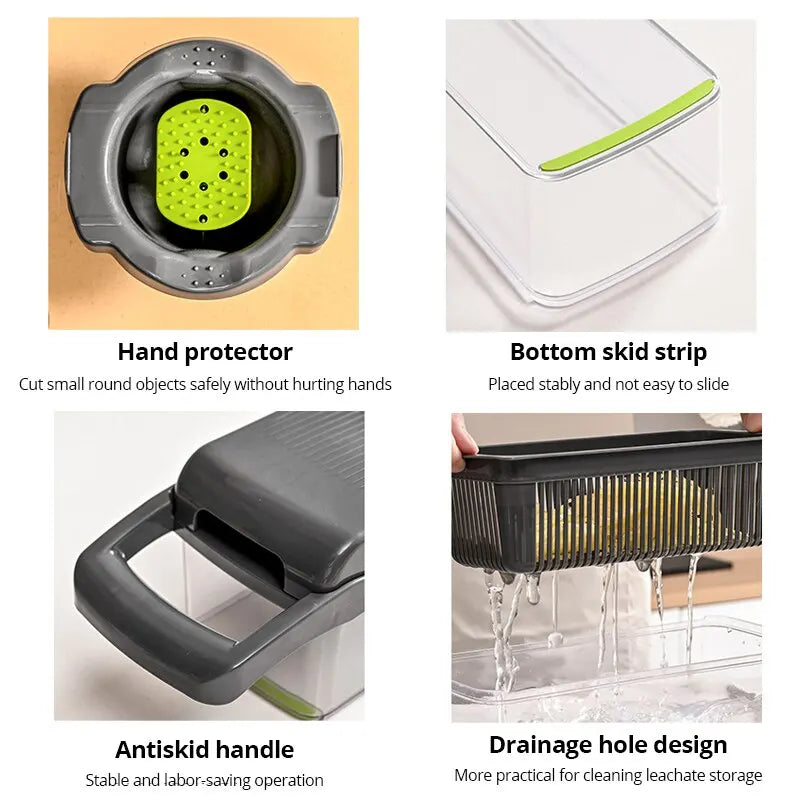 12-in-1 Vegetable Chopper Slicer and Grater with Collection Basket