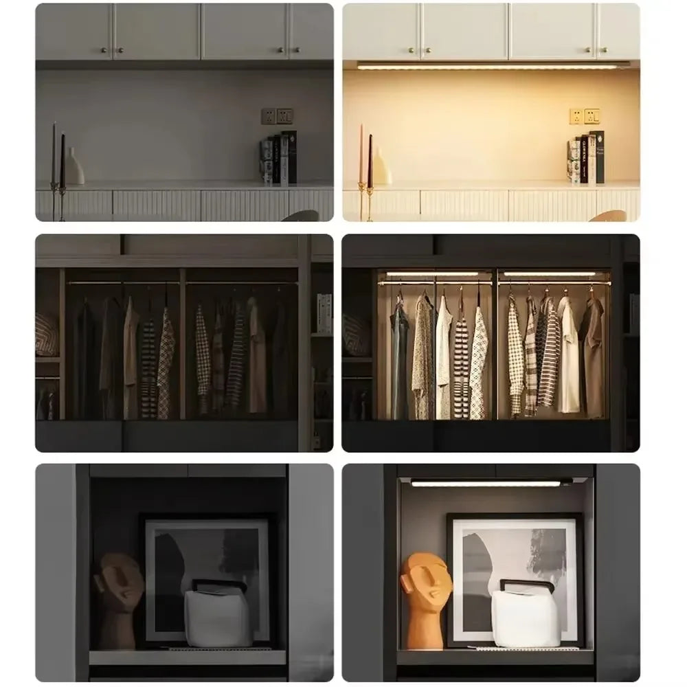 Under Cabinet LED Motion Sensor Light Rechargeable 10–50cm for Closet Wardrobe Kitchen