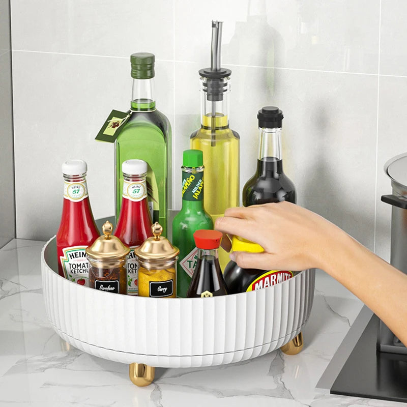 360° Rotating Makeup Organizer Tray – Large Lazy Susan for Vanity