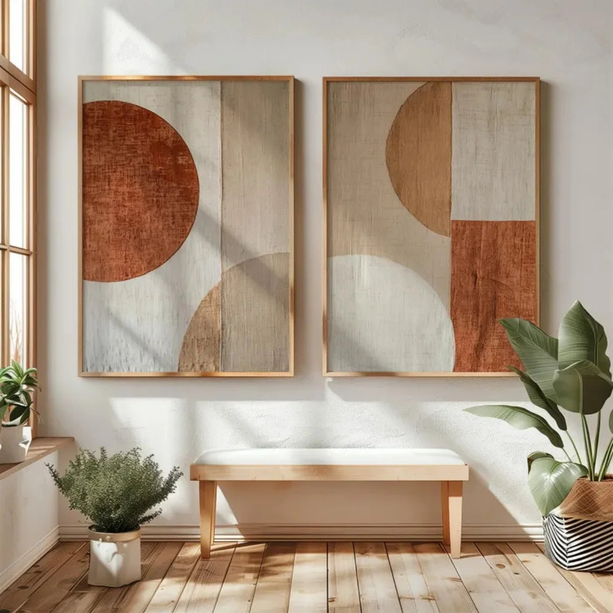 Japanese Wabi Sabi Mountains Abstract Canvas Print Set of 2