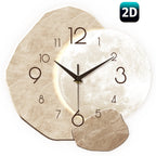 Modern Silent Wall Clock with Moon Design – Wooden, 34.7cm