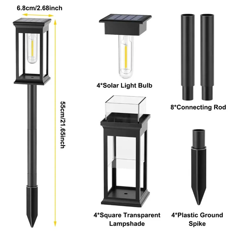 Solar Pathway Lights Outdoor Waterproof Set LED Landscape Lamps for Yard Garden Walkway