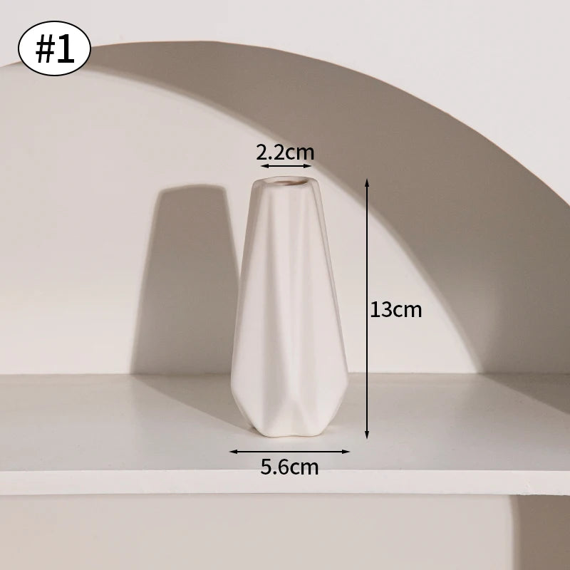 White Nordic Ceramic Vase for Dried Flowers and Home Decor