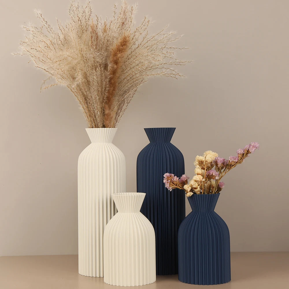 Minimalist Striped Waisted Vase | Nordic Wabi-Sabi Home Decor