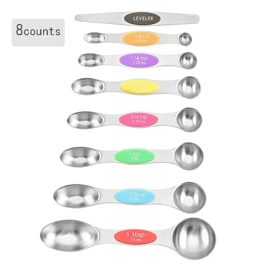 Magnetic Measuring Spoons Set – Dual-Sided Stainless Steel