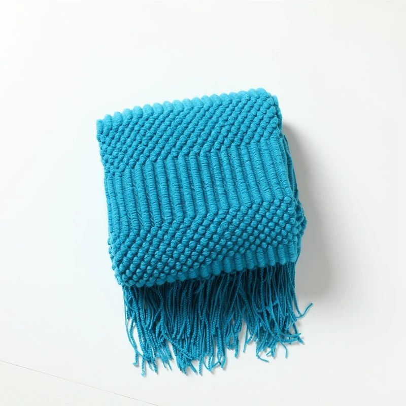 Chunky Knit Throw Blanket with Tassels – Khaki Farmhouse Oversized