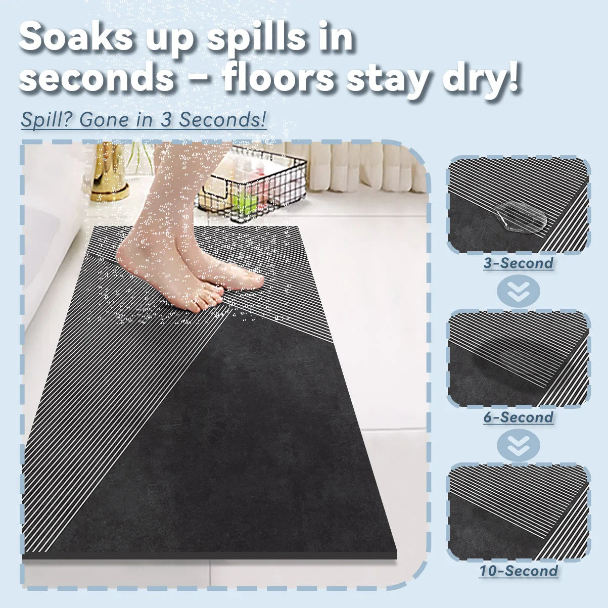 Luxury Diatomite Bath Mat Non-Slip Quick Dry Shower Mat