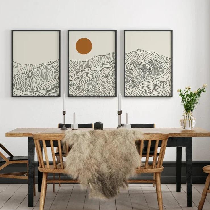Japanese Alps Sunrise Canvas Wall Art Set of 3 – Abstract Landscape Prints