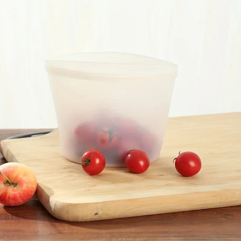 Reusable Silicone Food Bags, Stand-Up Leakproof Zip Seal – Set of 3