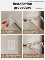 No Drill Towel Bar Wall Mounted Self Adhesive Bathroom Rack