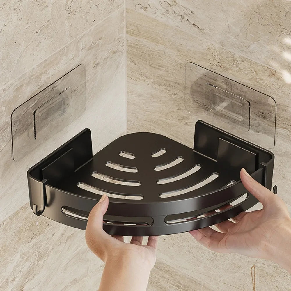 No-Drill Corner Shower Caddy Shelf | Adhesive Bathroom Storage Rack
