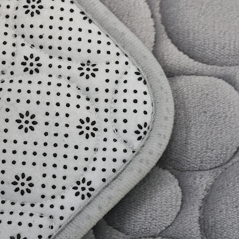 Embroidered Velvet Bath Mat Set 2-Piece with U-Shape Toilet Rug