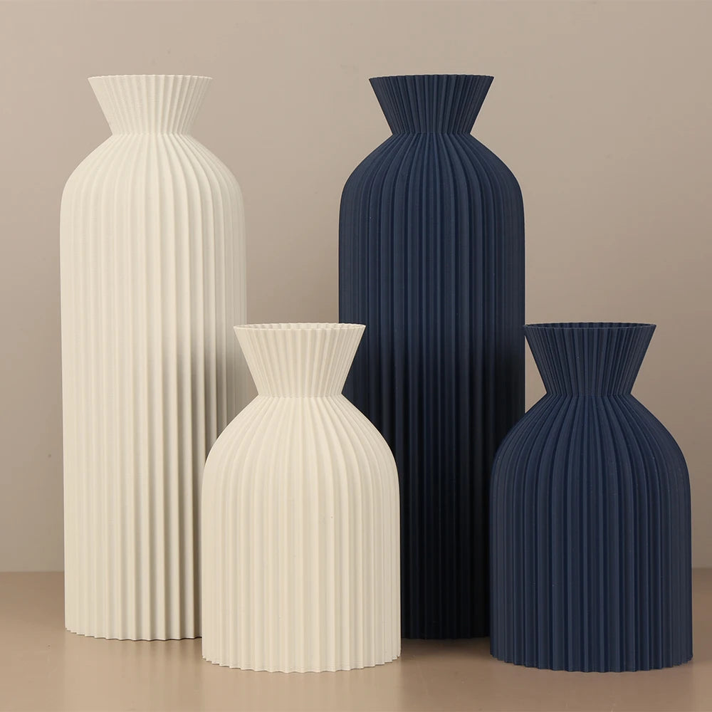 Minimalist Striped Waisted Vase | Nordic Wabi-Sabi Home Decor