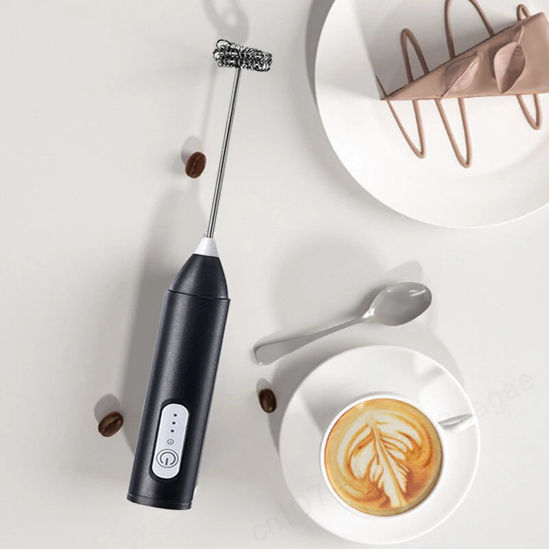 Electric Milk Frother Rechargeable – USB-C Handheld Whisk for Coffee