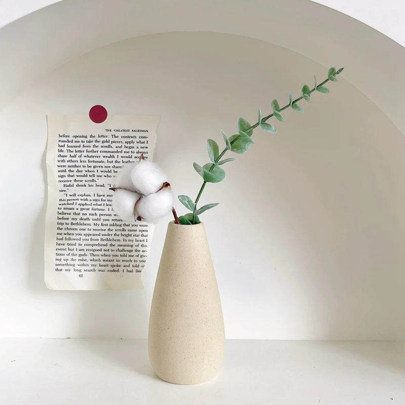 White Nordic Ceramic Vase for Dried Flowers and Home Decor