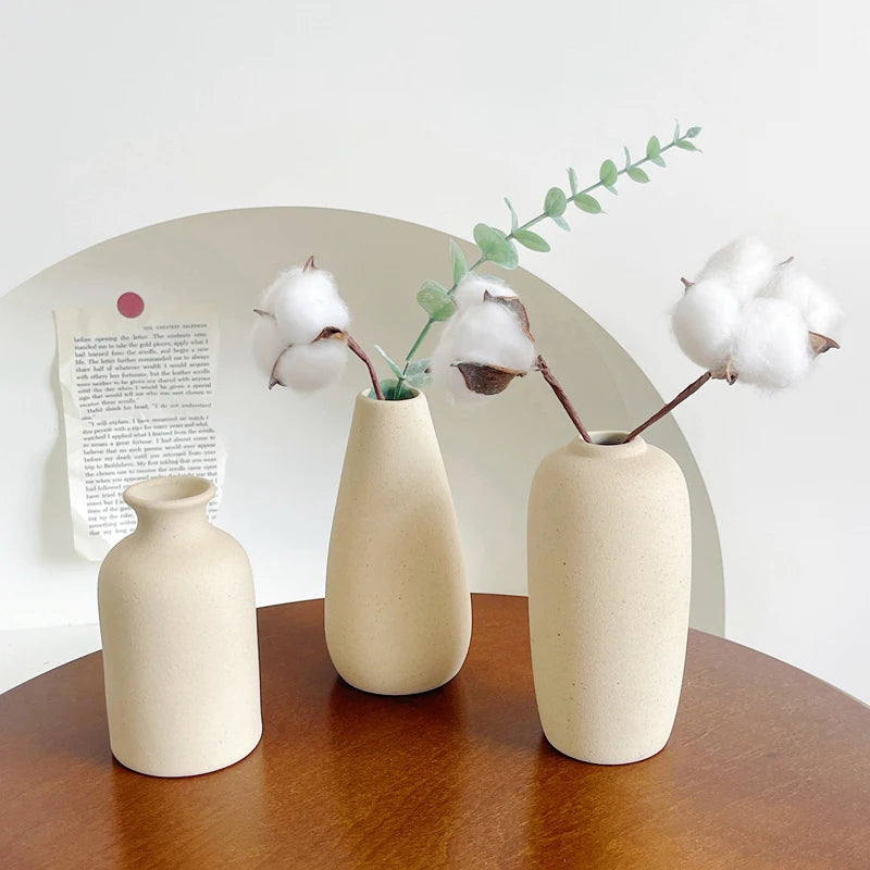 White Nordic Ceramic Vase for Dried Flowers and Home Decor