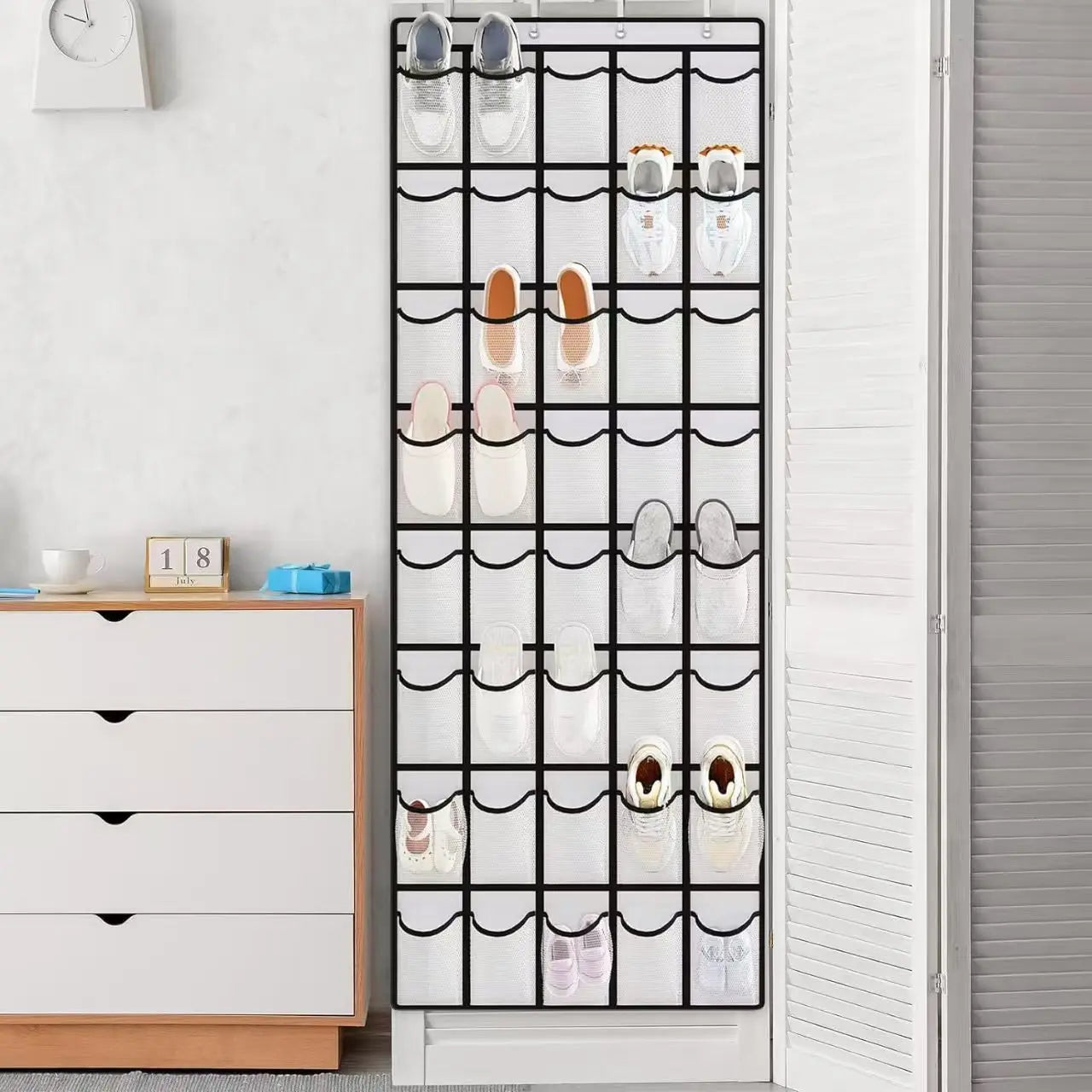 Over Door Shoe Rack Organizer with Large Mesh Pockets - 12 to 40 Pockets