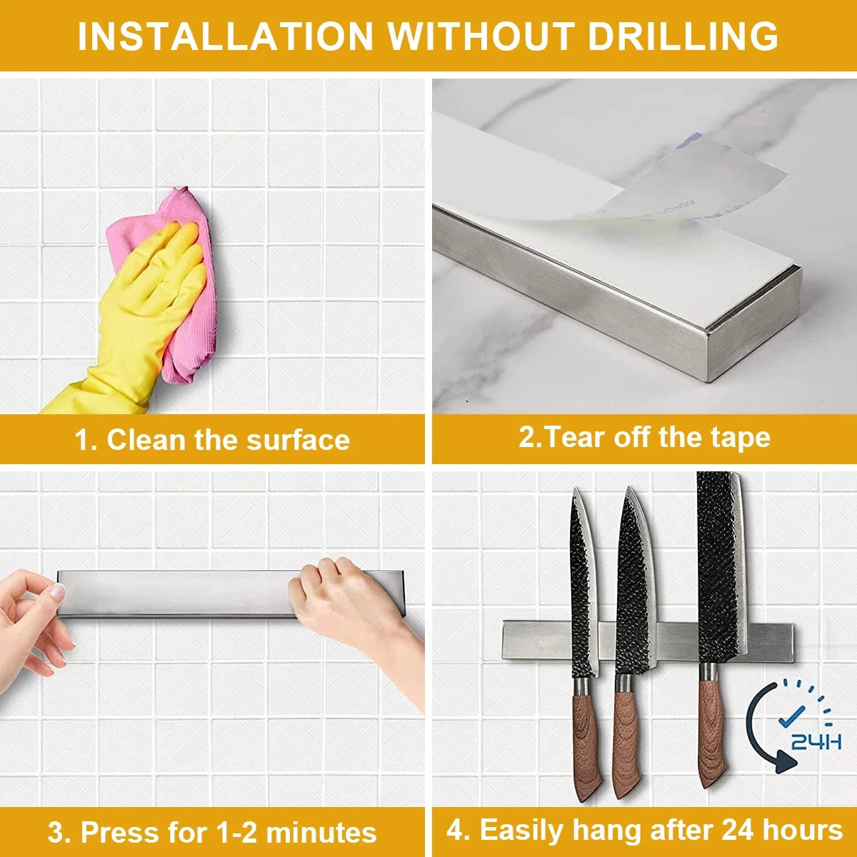 Magnetic Knife Holder for Wall – Stainless Steel Knife Strip Rack