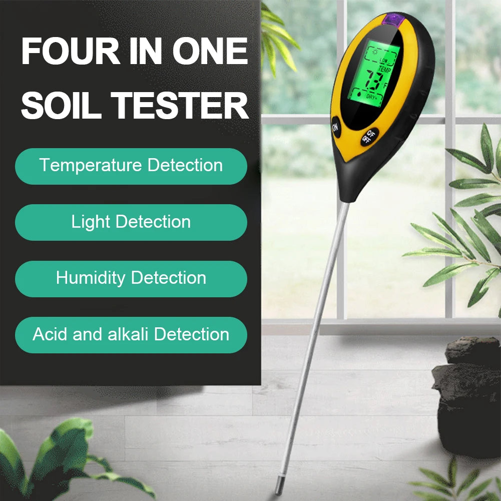 Wireless Smart Soil Tester Humidity Monitor LCD Display 4-in-1 Garden Moisture Meter