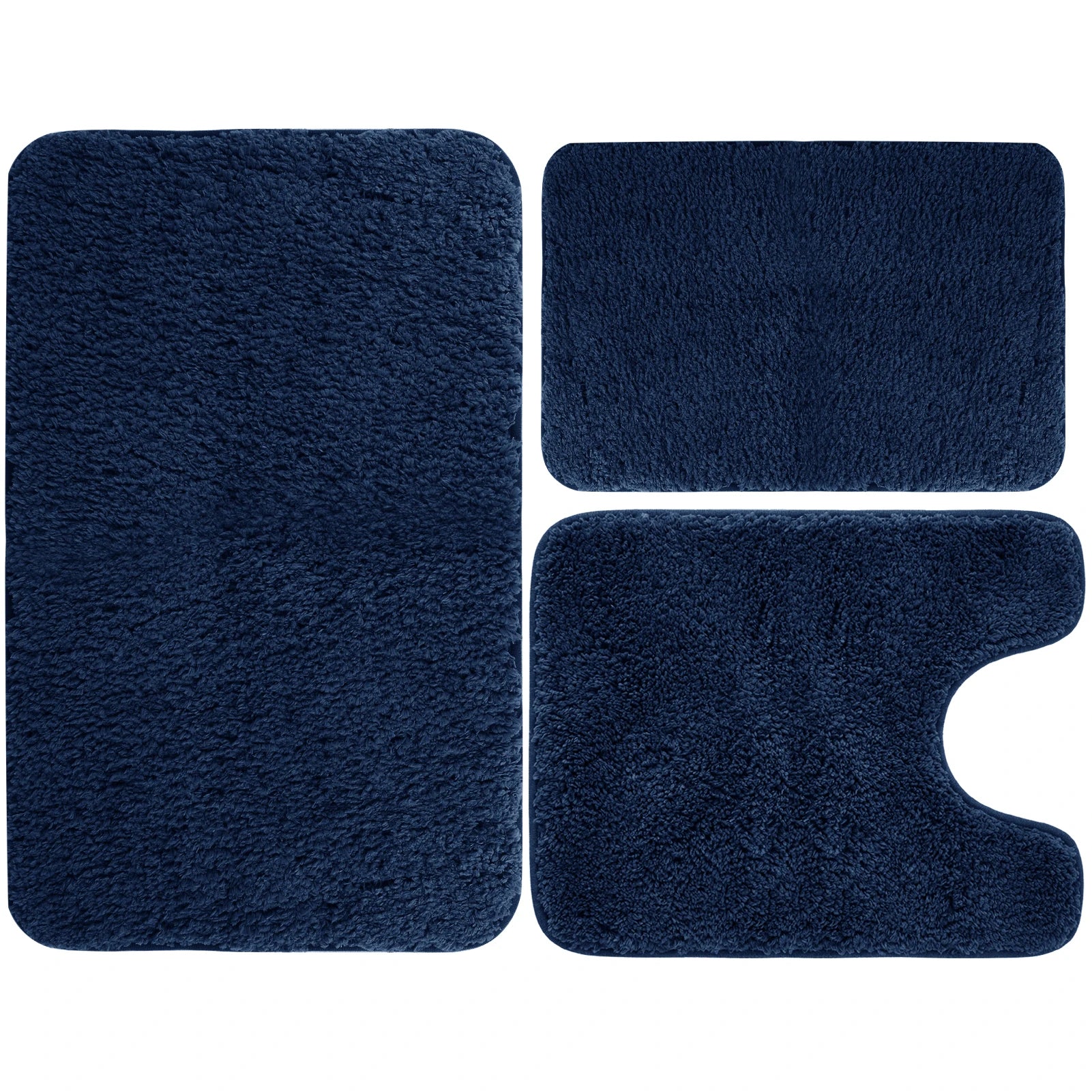 Velvet Memory Foam Bath Rug Set of 3 Non-Slip Machine Washable