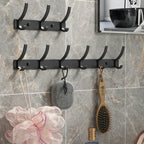 Folding Robe Hooks Wall Mounted Towel Hanger - 6 Hook Aluminum Rack