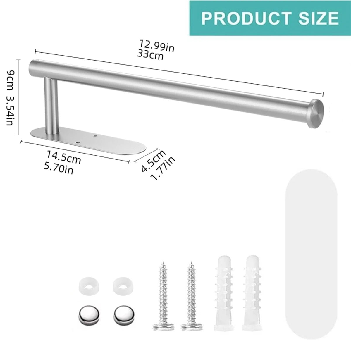 Adhesive Toilet Paper Holder Stainless Steel No Drill Waterproof