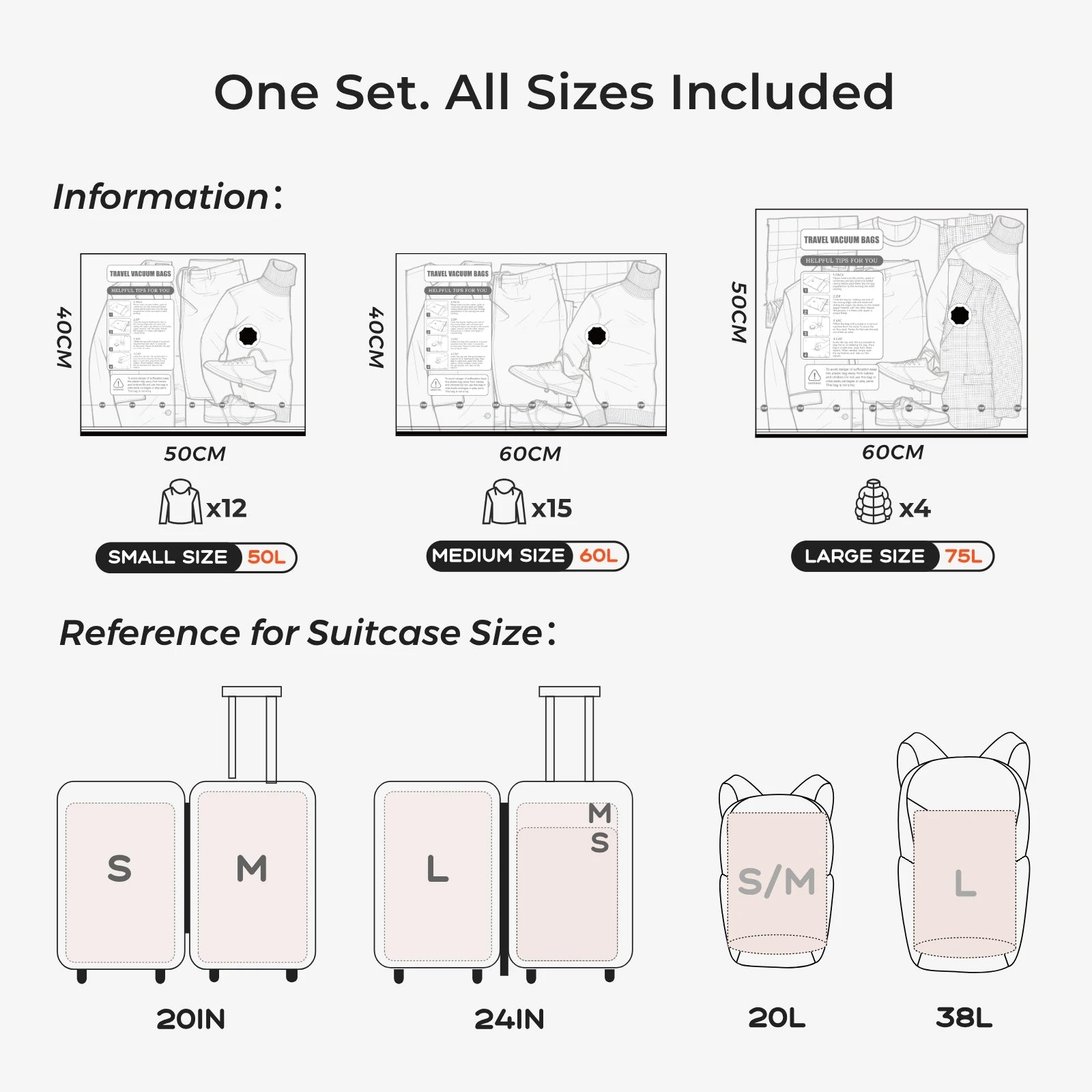 Vacuum Storage Bags with Electric Pump – Space-Saving Compression Set