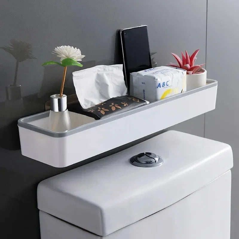 Over Toilet Storage Rack Wall Mounted No Drill White Shelf Organizer