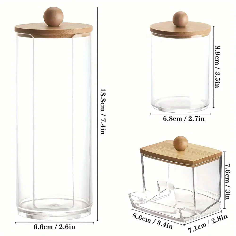 3-Piece Bathroom Organizer Set | Cotton Swab, Cotton Ball & Floss Dispenser
