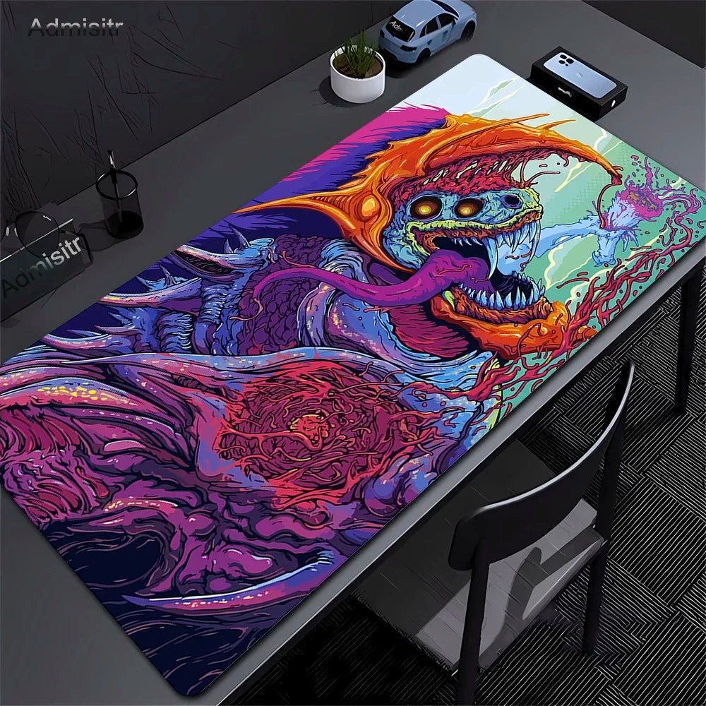 XXL Dragon Anime Gaming Desk Mat | Black & White Non-Slip Mouse Pad