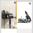 Wall Mounted Hair Dryer Holder No Drill 2-in-1 Compact Storage Rack