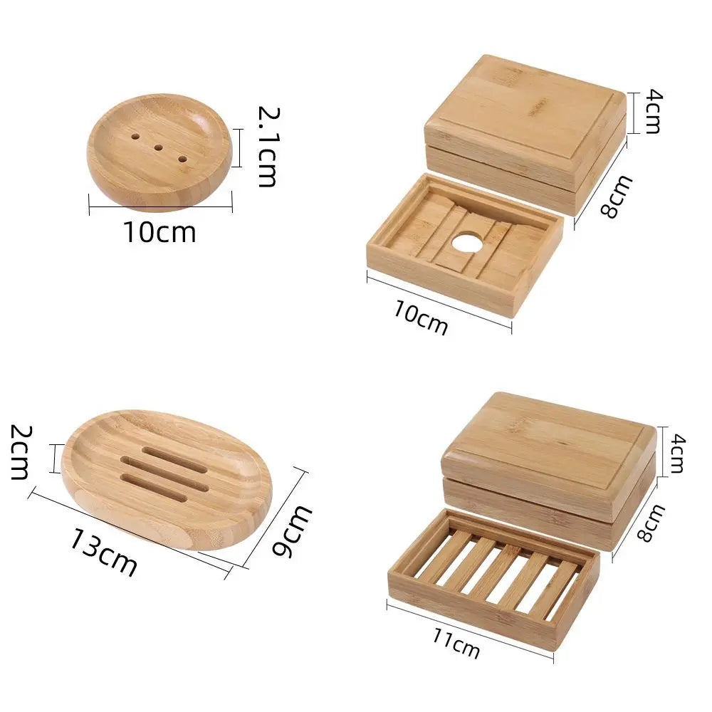 Bamboo Self-Draining Soap Dish with Hanging Box for Shower & Kitchen