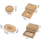 Bamboo Self-Draining Soap Dish with Hanging Box for Shower & Kitchen