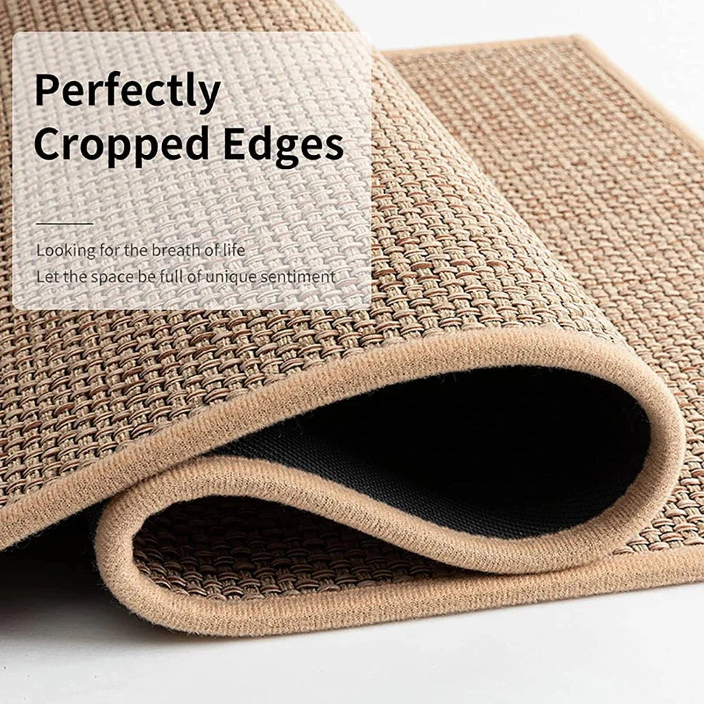 Washable Non-Slip Kitchen Runner Rug Faux Sisal Woven Mat
