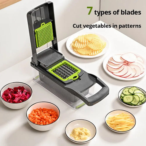 12-in-1 Vegetable Chopper Slicer and Grater with Collection Basket