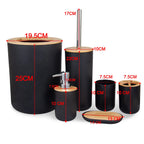 6-Piece Bamboo Bathroom Accessories Set with Soap Dispenser & Toothbrush Holder