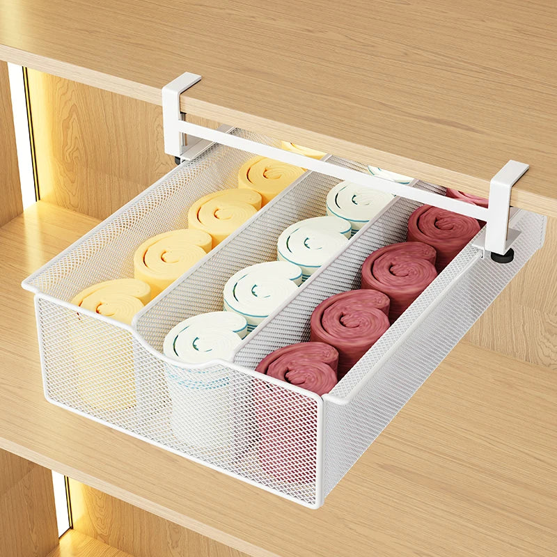 Pull-Out Wardrobe Basket Hanging Closet Organizer – No Drill