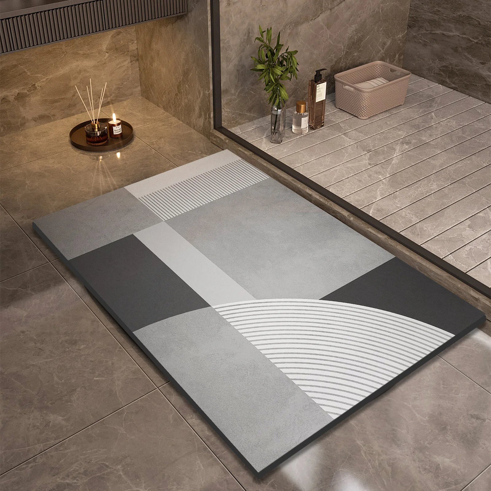 Luxury Diatomite Bath Mat Non-Slip Quick Dry Shower Mat