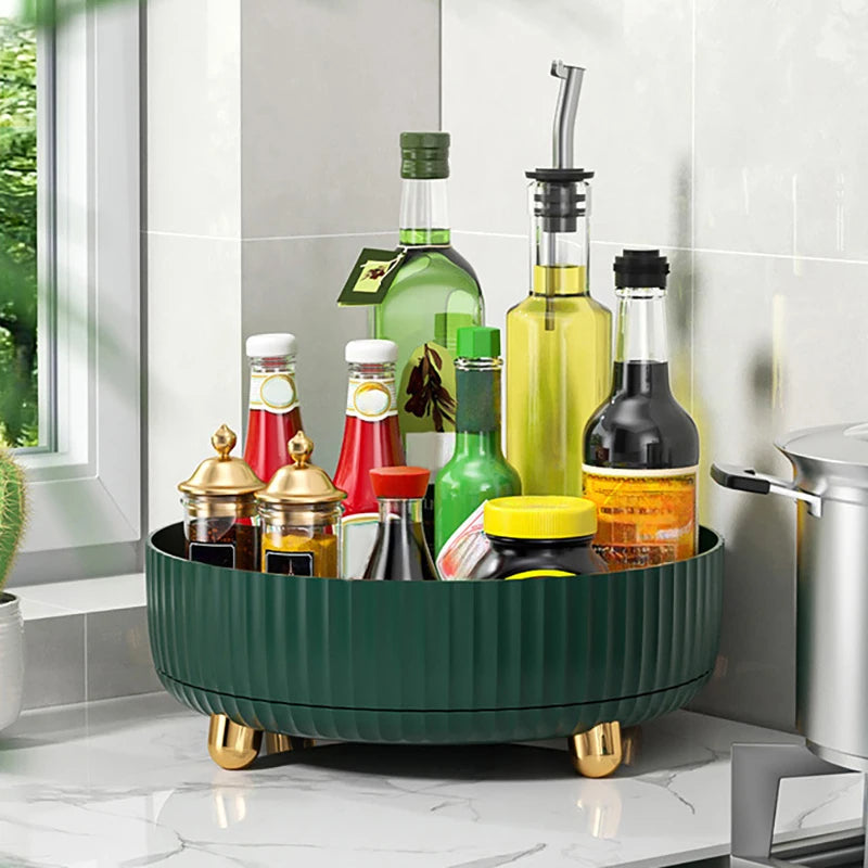 360° Rotating Makeup Organizer Tray – Large Lazy Susan for Vanity